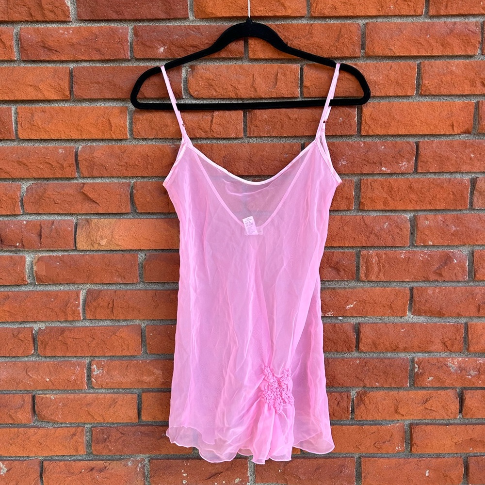 Dainty ruched pink slip
